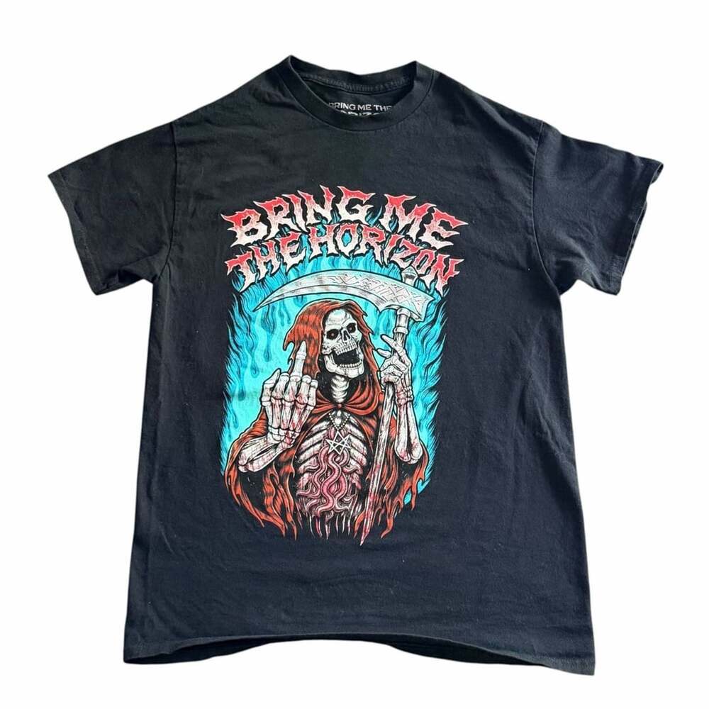 Bring Me The Horizon Reaper Middle Finger T-Shirt Size M Black